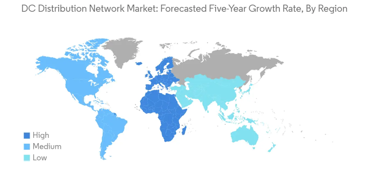 Market Analysis of DC Distribution Network Market: Forecasted Growth Rate by Region